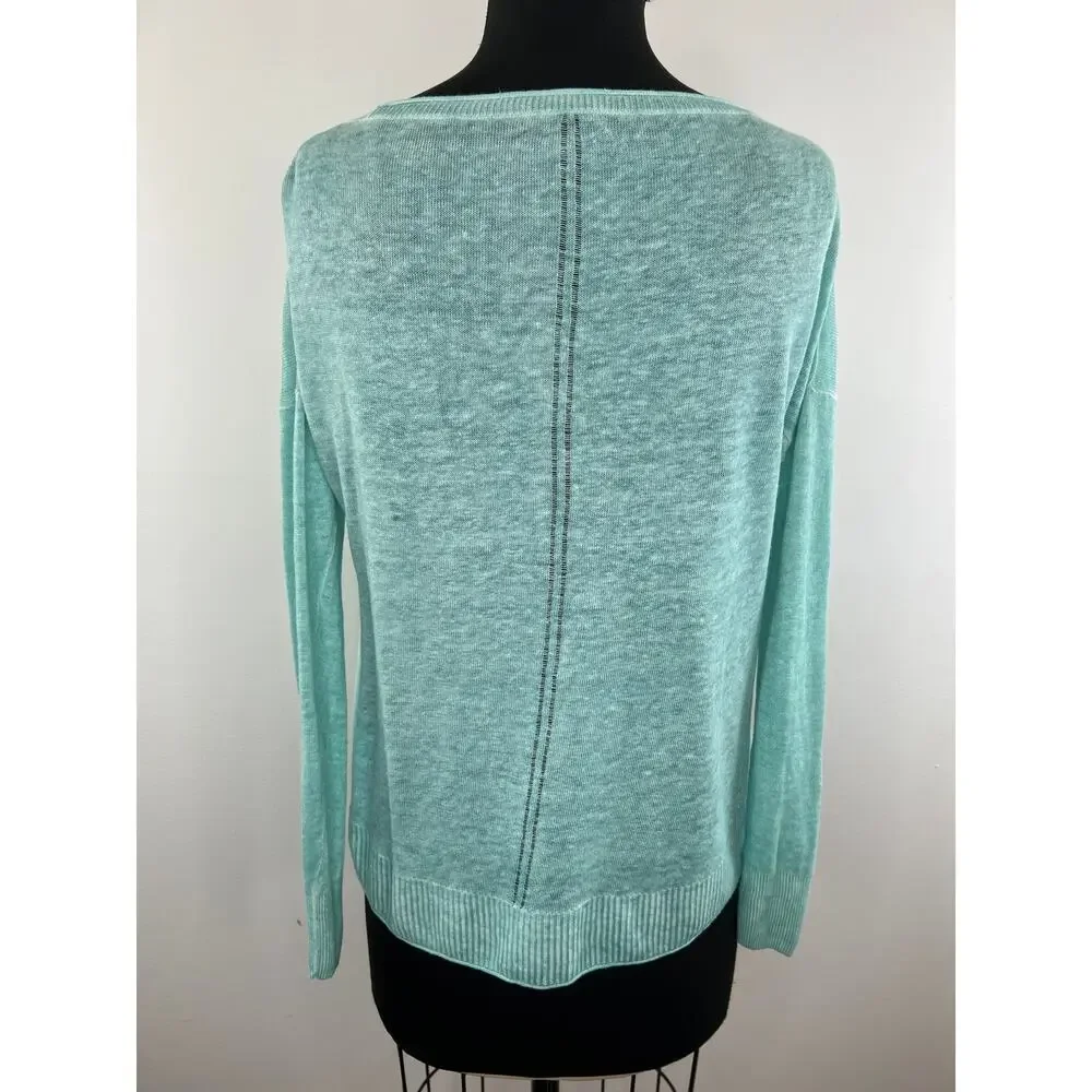 J. Crew Green Long Sleeve Women's Crewneck Faded Linen Sweater Size XXS